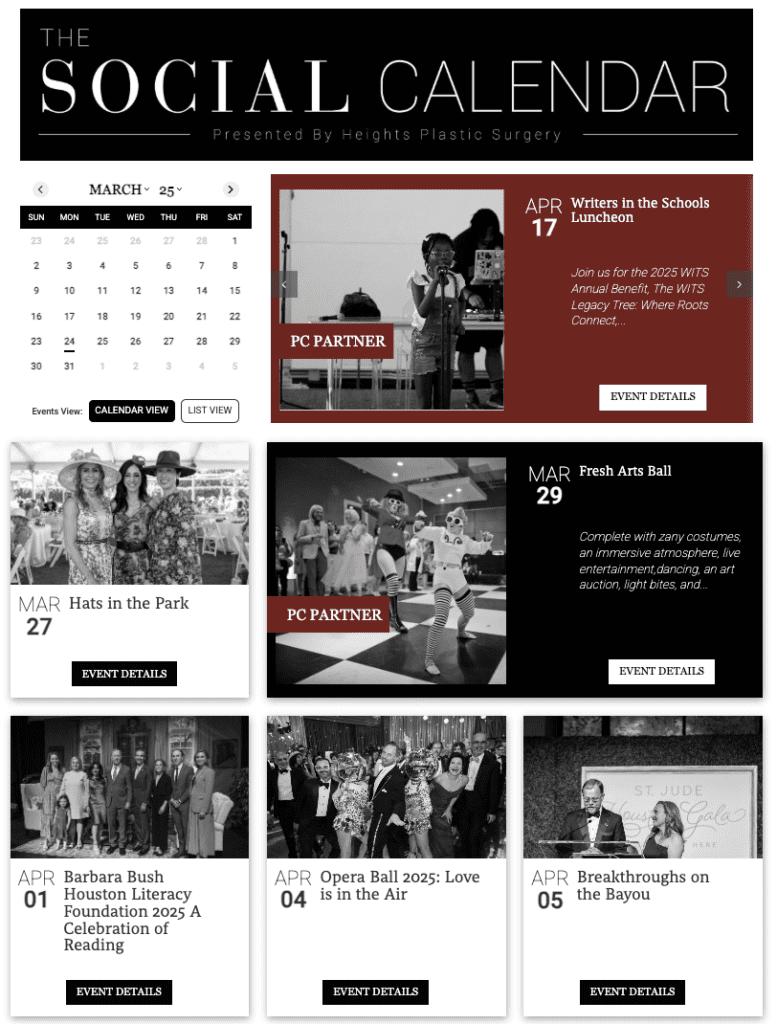 Houston's The Social Calendar is presented by Heights Plastic Surgery. 